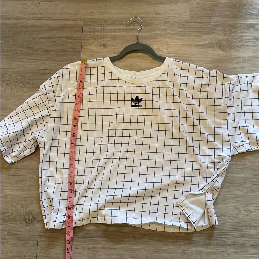 SOLD Adidas Originals white/black grid oversized drop shoulders t-shirt large - Picture 9 of 9